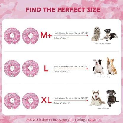 IEUUMLER Inflatable Recovery Dog Cone Collar, Neck Donut Protective ECollar, Adjustable Soft Collar for Dog and Cat After Surgery Prevent from Biting & Licking EU020 Pink Camo L+ - Image 4