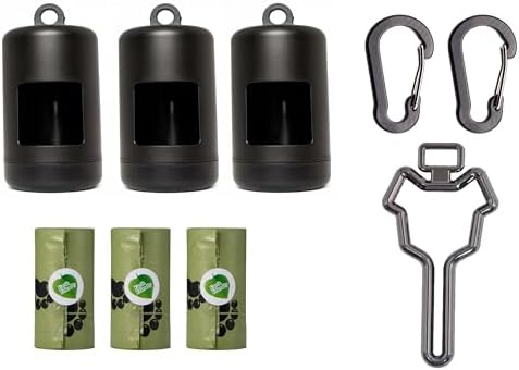3 Pack Dog Poop Bag Dispenser Include 3 Rolls (45 Bags) Leak-Proof Doggie Pet Waste Bags & 1 Pack Metal Poop Bag Holders(Black) by timoqi