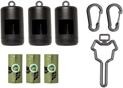 3 Pack Dog Poop Bag Dispenser Include 3 Rolls (45 Bags) Leak-Proof Doggie Pet Waste Bags & 1 Pack Metal Poop Bag Holders(Black) by timoqi