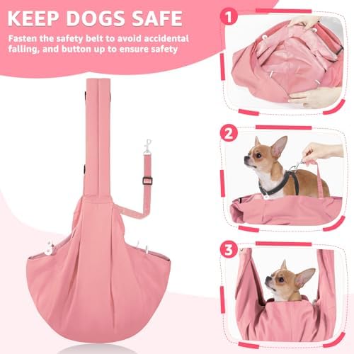 SlowTon Dog Carrier Sling - Thick Padded Shoulder Strap Adjustable Peach XS - Image 4