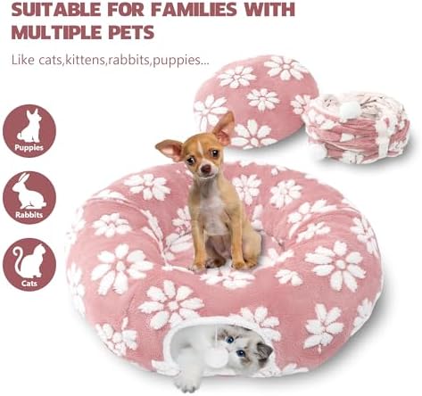 Cute Round Cat Tunnel for Indoor Cats, Pink - Image 4