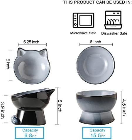 Nihow Elevated Cat Bowls,6 Inch Ceramic Raised Cat Food and Water Bowl Set - Image 2
