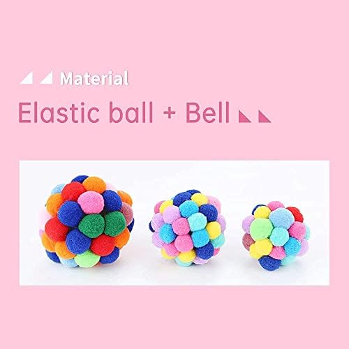 TUSATIY Cat Toy Balls with Bell 3PCS, Colorful Soft Fuzzy Balls Built-in Bell for Cats, Interactive Playing Chewing Toys for Indoor Cats and Kittens - Image 6