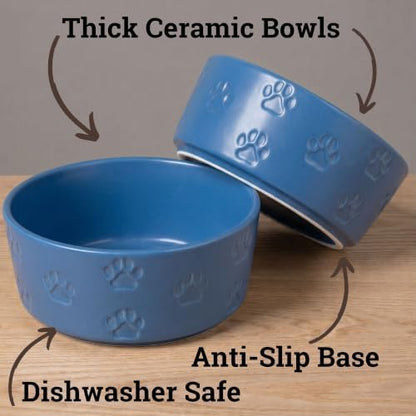 Ceramic Dog Bowl Set of 2 w/ Anti-Skid Base 6.5"W x 2.5"H, 3.8 Cup Capacity - Image 2