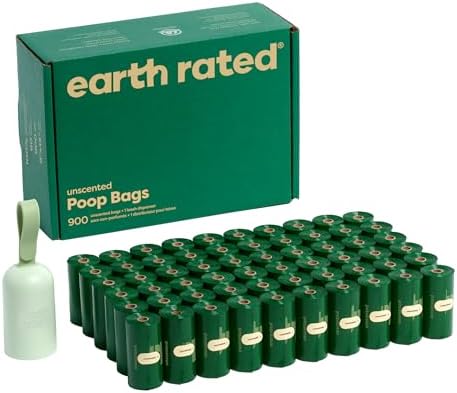 Earth Rated Dog Poop Bag Holder, 1 Dispenser and 900 Bags, Unscented by EarthRated