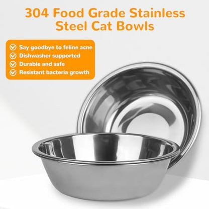 2 Set Elevated Cat Food Water Bowls, 6 Stainless Steel Bowls, 15° Tilted Raised Cat Bowl Set, for Indoor Cats for Small Cats and Puppies Pet Bowls with Stand - Image 7