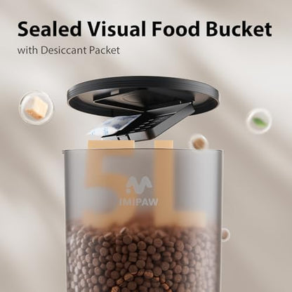 IMIPAW 5L Automatic Cat Feeder with Camera - AI Pet Recognition & Recording, Night Vision, 5G WiFi APP Remote Control, Two-Way Audio & Desiccant Bag, Timed Programmable Food Dispenser for Small Pets - Image 6