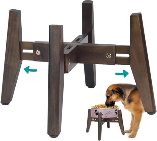 Dog Bowl Stand for Water/Food - Adjust with Lock - Dog Water Fountain Holder, Elevates Pet Food and Water Feeder Bowls (Bowl not Included) (1 Pack - (Height 10.4" Width 8-11.5") by BETSEO