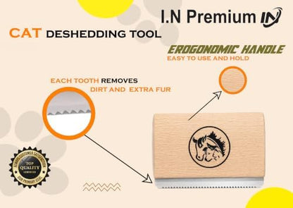 Cat Brush for Shedding & Cat grooming tool for Indoor Pet Grooming Tool Cats Deshedder undercoat brush Works for Short & Long Haired Pets Hair removal comb 2.5 inch - Image 4