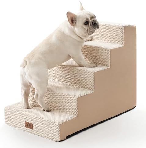 COZY KISS Dog Stairs for Small Dogs, 5 Step Pet Stairs for Beds & Couches by COZYKISS