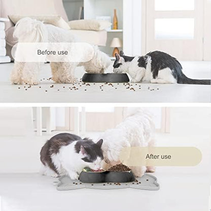 Coomazy Cat Food & Water Mat Thicker Non-Slip Silicone Mat with Raised Edge - Image 5