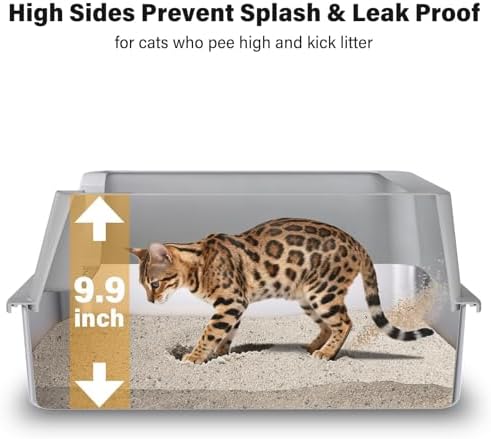2PACK XL Stainless Steel Litter Box with Lid, Extra Large Cat Litter Boxes - Image 6