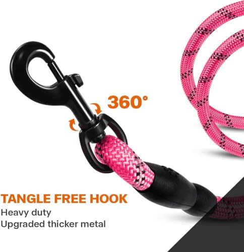 Taglory Rope Dog Leash for Small Medium Dogs, 6 FT Padded Handle, Pink - Image 6