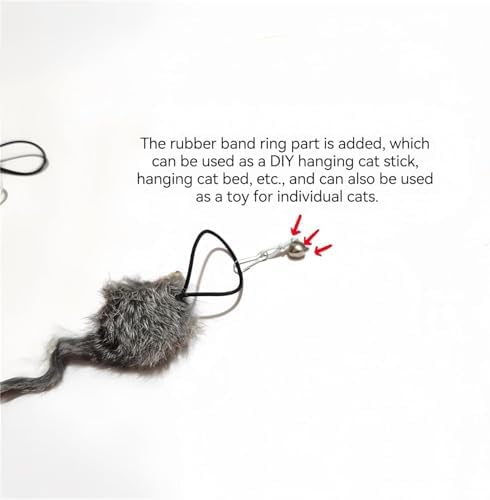Real Rabbit Fur Mouse Cat Toy - 5 Pack with Crinkle Sound, Rattle & Rope, Extra-Wide Durable Tail, Interactive Hunting Toys for Indoor Cats (No Catnip) - Image 4