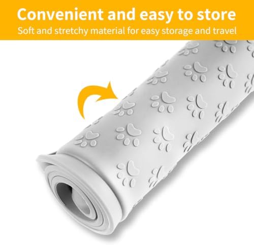 2 Pack Dog Food Mat Anti-Slip Bowl Mats for Food and Water, Waterproof Silicone Pet Placemat with High Raised Edges, Non-Slip Puppy Feeding Tray for Small, Medium Large Cats Dogs, Gray, 11.8"x11.8" - Image 5