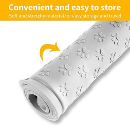 2 Pack Dog Food Mat Anti-Slip Bowl Mats for Food and Water, Waterproof Silicone Pet Placemat with High Raised Edges, Non-Slip Puppy Feeding Tray for Small, Medium Large Cats Dogs, Gray, 11.8"x11.8" - Image 5