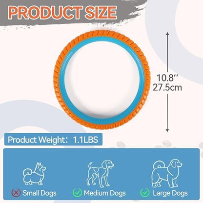 ALL FOR PAWS 10.8" Durable Dog Ring Toy, Interactive Dog Toy for Fetch & Tug of War, Chew-Resistant Rubber Toy for Medium to Large Dogs, Outdoor Toy for Training & Exercise - Image 2