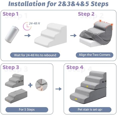 Gimars Extra Wide Sturdy 30D High Density Foam Dog Stairs for Sofa, Pet Stair for Small Medium Dog, Non-Slip, Easy Clean Removable Washable Cover - Image 6