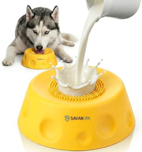 Slow Feeder Dog Bowl with Interactive Roll Ball, Anti-Slip Dog Lick Bowl for Liquid Treats, Bone Broth & Yogurt, Anxiety Relief Boredom Puzzle Feeder for Small Large Dogs by Unknown