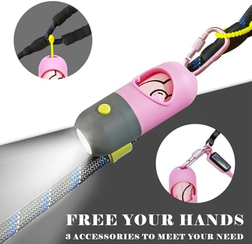 Dog Poop Waste Bags Holder with LED Flashlight, Pink, 2 Pack - Image 2