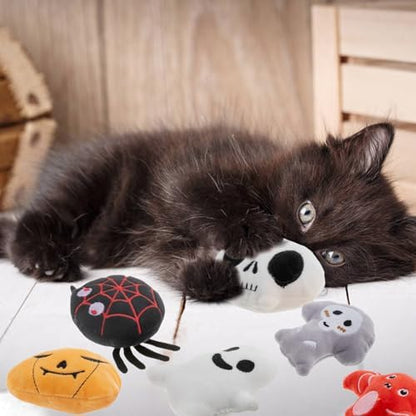 6pcs Halloween Catnip Toy，Indoor Pumpkin Ghost Shaped Cat Toy Plush Interactive Chew Bite Toys for Cat Kitten Indoor Festive Holiday Cat Lover Gift - Image 7