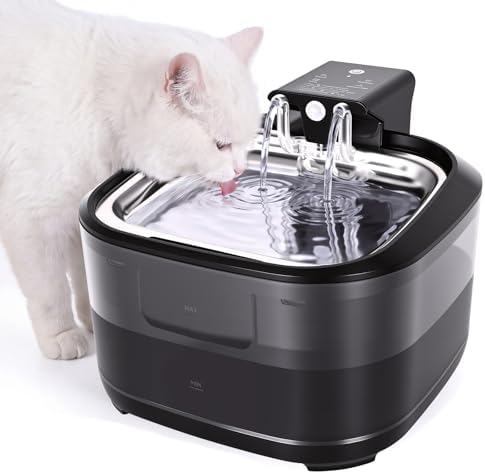Wireless Cat Water Fountain, 3.2L Automatic Pet Drinking Fountain, Ultra Quiet Pump, BPA-Free Material, Triple Filtration System, Cordless Cat Water Dispenser Black for Cats & Small Dogs by Unknown