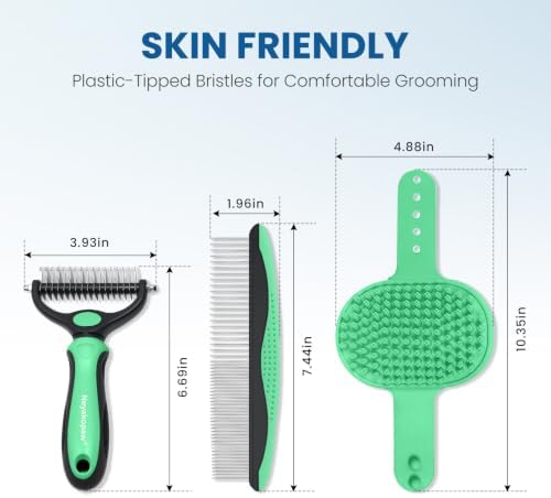Pet Grooming Kit Deshedding Dematting Tool for Dogs Cats 4PCS Green - Image 5
