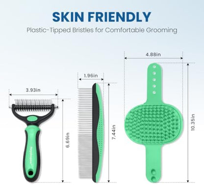 Pet Grooming Kit Deshedding Dematting Tool for Dogs Cats 4PCS Green - Image 5