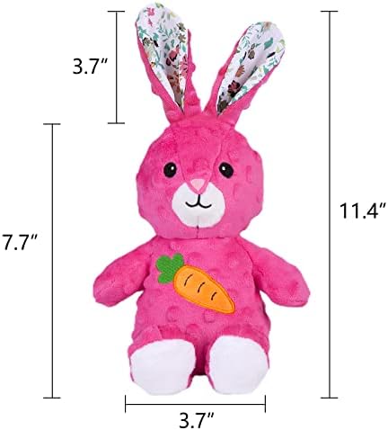 DODODOLA Stuffed Dog Toys Durable Plush Dog Toy with Crinkle Paper Cute Elephant Squeaky Dog Toys Dog Chew Toys for Medium Large Breed (Pink Rabbit) - Image 4