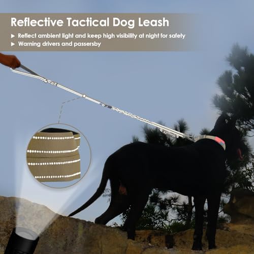 AUBELL Tactical Dog Leash Heavy Duty,4-6ft No Pull Bungee Leash,Brown - Image 2