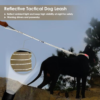 AUBELL Tactical Dog Leash Heavy Duty,4-6ft No Pull Bungee Leash,Brown - Image 2