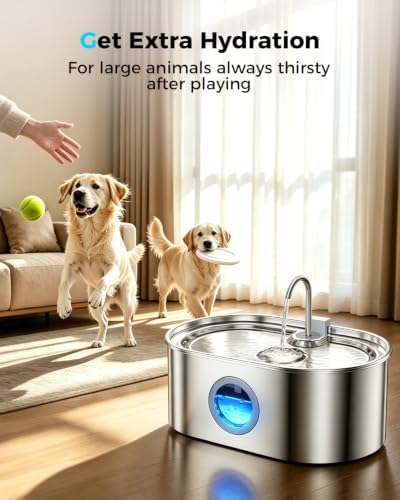 4.2Gal Extra Large Dog Water Fountain, 16L Stainless Steel Pet Water Fountain for Large Dogs, No Spill Dog Water Bowl Dispenser with Deeper Wider Bowl, 68-Cup Water Tank for Multi-Pet - Image 5