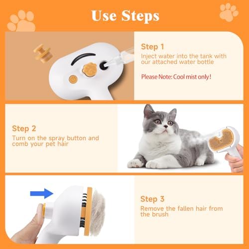 Pet Steam Brush for Dog & Cat Includes Waterless 2*Shampoo - Image 6