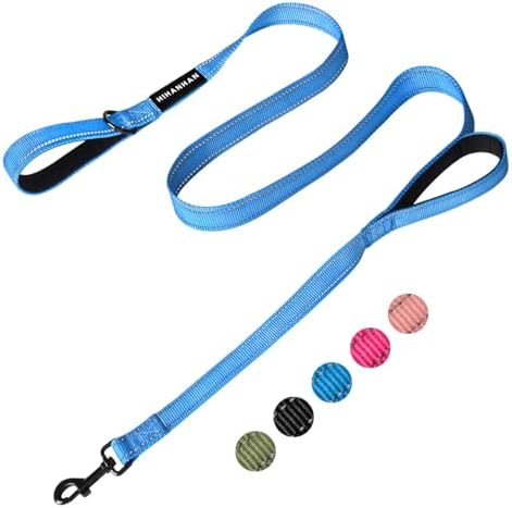 Reflective Dog Leash with Double Handle, Dog Leash 6 FT Long, Supports Medium and Large Dogs, Heavy Duty for Walking, Running, and Training, Blue by Unknown