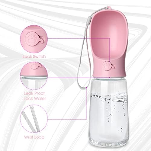 Kalimdor Dog Water Bottle, Leak Proof Portable Puppy Water Dispenser with Drinking Feeder for Pets Outdoor Walking, Hiking, Travel, Food Grade Plastic (19oz Pink) - Image 6