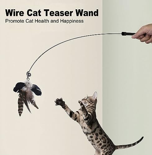Yauende Cat Feather Toys, Indoor Cat Interactive Toys, 2 PCS Flexible Wire and 5 PCS Cat Feather Toys, for Bored Indoor Cats, Indoor Cat Chase Toys - Image 5