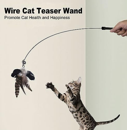 Yauende Cat Feather Toys, Indoor Cat Interactive Toys, 2 PCS Flexible Wire and 5 PCS Cat Feather Toys, for Bored Indoor Cats, Indoor Cat Chase Toys - Image 5