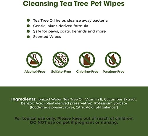 Best Pet Supplies Pet Grooming Wipes for Dogs & Cats,Deodorizer for Coats & Dry, Itchy, or Sensitive Skin, Clean Ears, Paws, Body, & Butt - Cleansing Tea Tree - Image 4