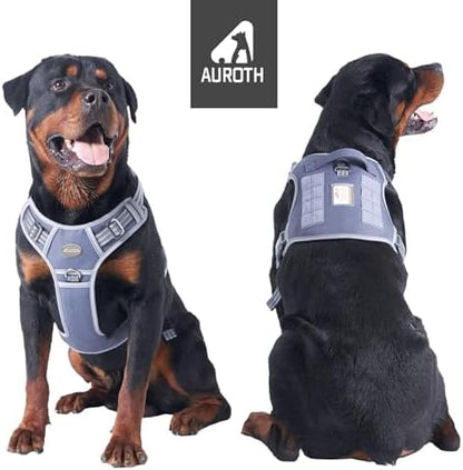Auroth Tactical Dog Harness for Large Dogs No Pull Adjustable Pet Harness Reflective K9 Working Training Easy Control Pet Vest Military Service Dog Harnesses Grey L - Image 2