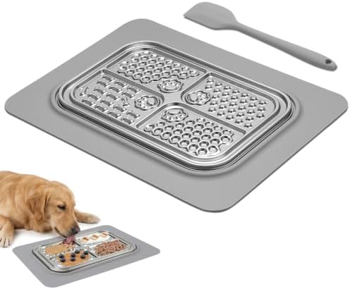 ROJECO Pets Lick Mats,Slow Feeder Licking Pad with Spatula,4-Section by ROJECO