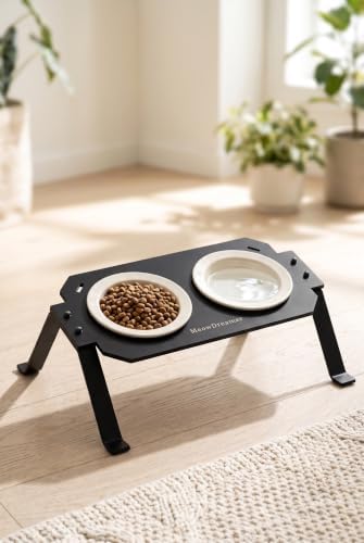 Elevated Cat Bowls 4.4oz x2，Ceramic cat Bowl with Acrylic Base by Unknown