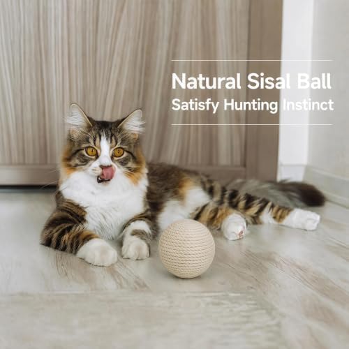 4-Inch Sisal Cat Toy Balls, Cat Toys for Indoor Cats, With Crinkle Sound - Image 4