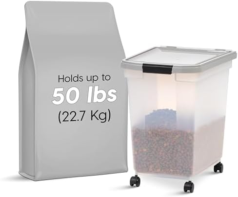 IRIS USA Dog Food Storage Container, Up to 50 lbs, Clear/Gray, Made in USA - Image 2