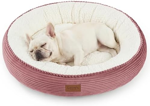 Love's cabin Round Donut Cat and Dog Cushion Bed, 30in Pet Bed for Medium or Large Dogs, Anti-Slip & Water-Resistant Bottom, Soft Durable Fabric Pet Beds, Washable Calming Cat Bed, Dusty Rose by Lovescabin