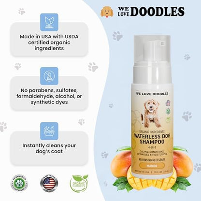 Waterless Dog Shampoo, No-Rinse Foam, Dry Shampoo for Dogs, Mango, 7.1OZ - Image 2