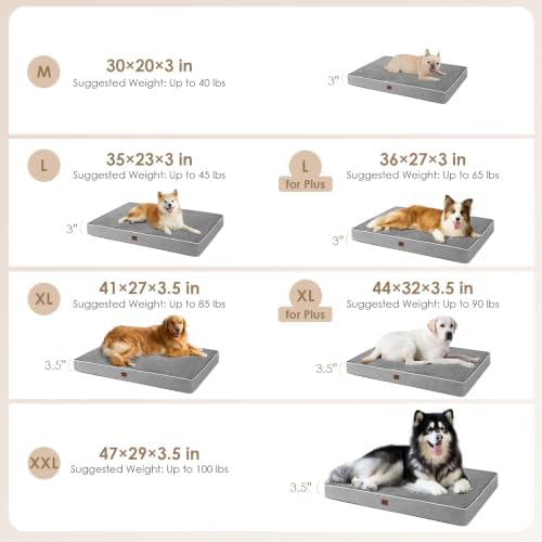 EHEYCIGA Medium Memory Foam Dog Crate Bed Washable, 30x20Inch, Grey - Image 3