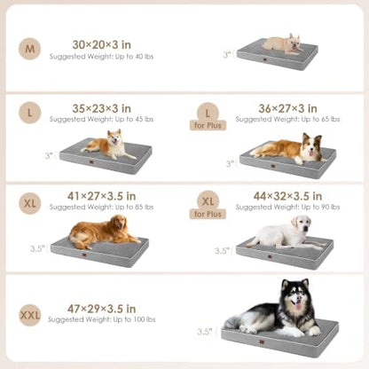 EHEYCIGA Medium Memory Foam Dog Crate Bed Washable, 30x20Inch, Grey - Image 3