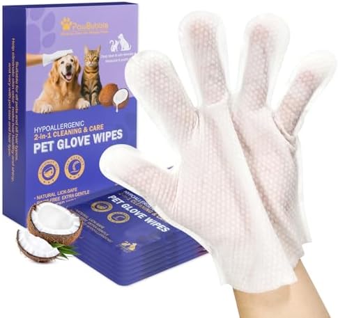 Pet Glove Wipes for Dogs & Cats, 6 Individually Wrapped Packs by PawBubble