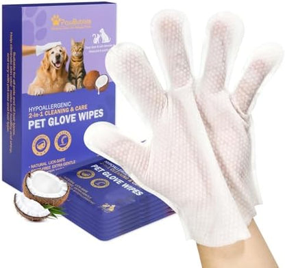 Pet Glove Wipes for Dogs & Cats, 6 Individually Wrapped Packs by PawBubble