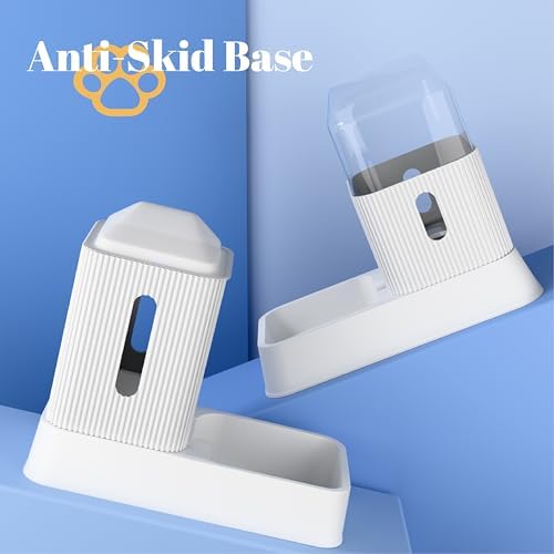 Automatic Cat Feeder and Water Dispenser 2Pcs, Dog Gravity Food Feeder and Water Bowl for Small Medium Pets Puppy Kitten, 3.5L/118.36oz Large Capacity, Easy to Clean (White) - Image 7